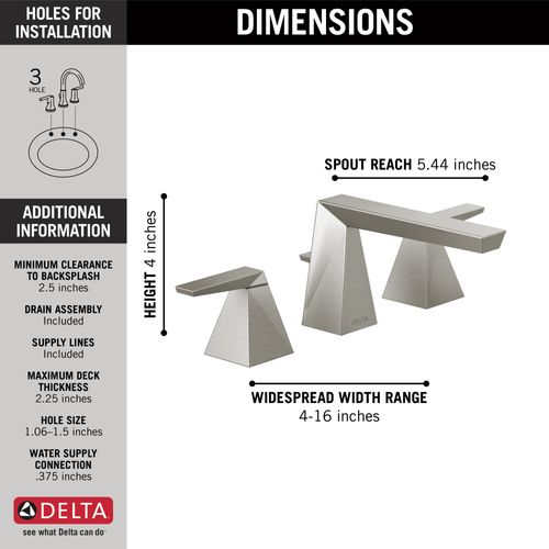 Main product image of Trillian 2 Handle Widespread Bathroom Faucet (Lumicoat Stainless), 35543-SS-PR-MPU-DST