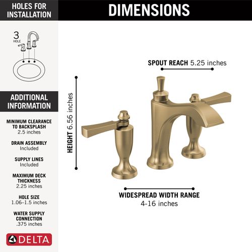 Main product image of Dorval 2 Handle Widespread Bathroom Faucet (Champagne Bronze), 3556-CZMPU-DST