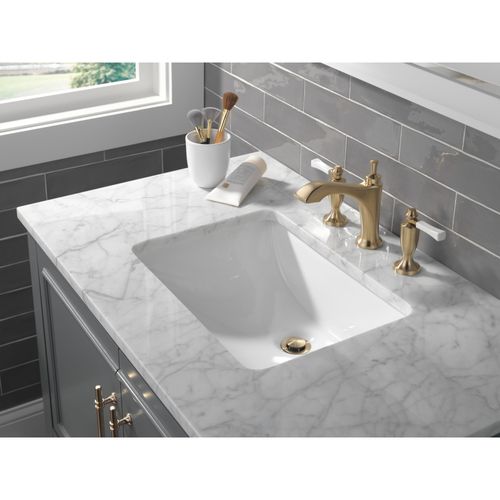 Main product image of Dorval Two Handle Widespread Bathroom Faucet, 1.2 GPM (Champagne Bronze / Porcelain), 3556-GSMPU-DST