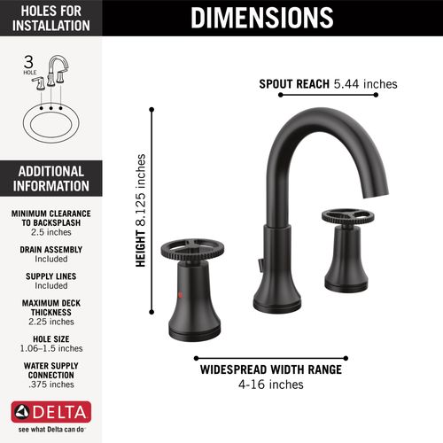 Main product image of Trinsic 2 Handle Widespread Bathroom Faucet (Matte Black), 3558-BLMPU-DST