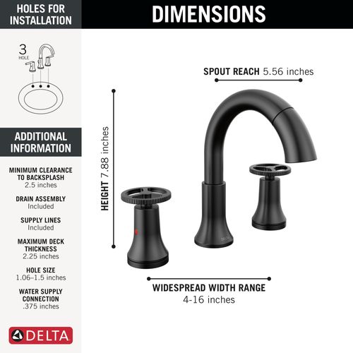 Main product image of Trinsic Two Handle Widespread Pull Down Bathroom Faucet, 3558-BLPD-DST (Matte Black)