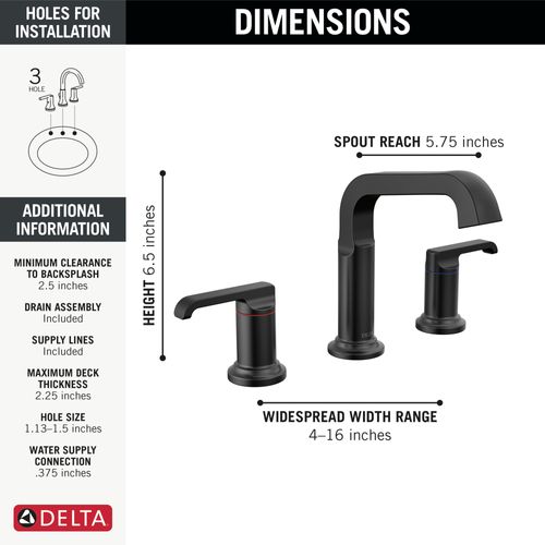 Main product image of Tetra Two Handle Widespread Bathroom Faucet, 1.2 GPM (Matte Black), 35589-BL-DST