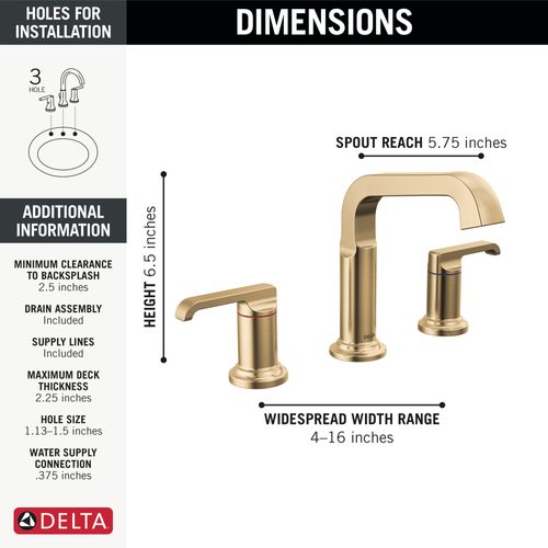 Main product image of Tetra Two Handle Widespread Bathroom Faucet, 1.2 GPM (Lumicoat Champagne Bronze), 35589-CZ-PR-DST