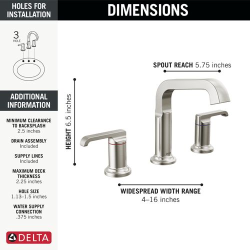 Main product image of Tetra 2 Handle Widespread Bathroom Faucet (Lumicoat Stainless), 35589-SS-PR-DST