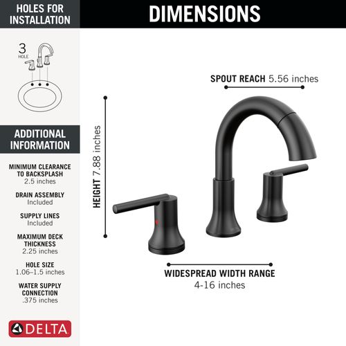 Main product image of Trinsic Two Handle Widespread Pull Down Bathroom Faucet, 1.2 GPM (Matte Black), 3559-BLPD-DST