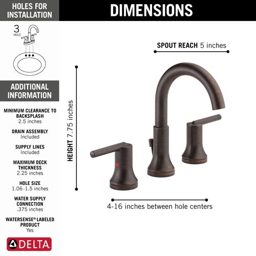 Main product image of Trinsic 2 Handle Widespread Bathroom Faucet (Venetian Bronze), 3559-RBMPU-DST