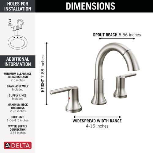 Main product image of Trinsic Two Handle Widespread Pull Down Bathroom Faucet, 1.2 GPM (Stainless), 3559-SSPD-DST
