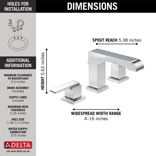 Main product image of Ara 2 Handle Widespread Bathroom Faucet (Chrome), 3567-MPU-DST