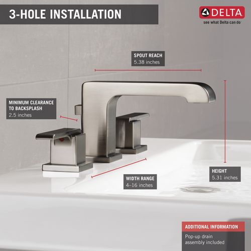 Main product image of Ara 2 Handle Widespread Bathroom Faucet (Stainless), 3567-SSMPU-DST