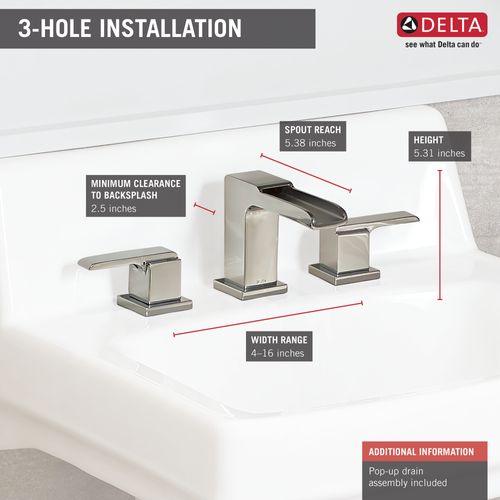 Main product image of Ara 2 Handle Widespread Channel Bathroom Faucet (Chrome), 3568LF-MPU
