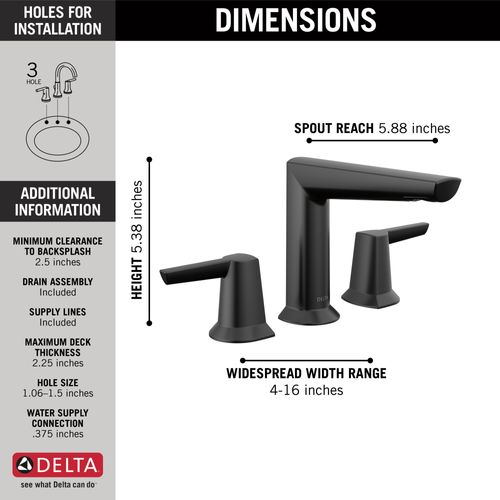 Main product image of Galeon 2 Handle Widespread Bathroom Faucet (Matte Black), 3571-BLMPU-DST