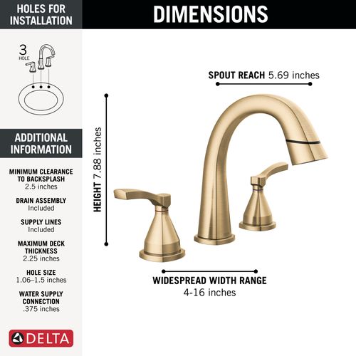 Main product image of Stryke Two Handle Widespread Pull Down Bathroom Faucet, 1.2 GPM (Lumicoat Champagne Bronze), 35775-CZPD-PR-DST