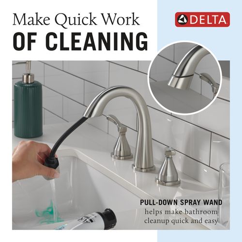 Main product image of Stryke Two Handle Widespread Pull Down Bathroom Faucet, 1.2 GPM (Lumicoat Stainless), 35775-SSPD-PR-DST