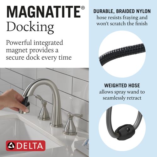 Main product image of Stryke Two Handle Widespread Pull Down Bathroom Faucet, 1.2 GPM (Lumicoat Stainless), 35775-SSPD-PR-DST