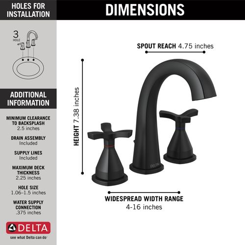 Main product image of 357756-BLMPU-DST Stryke Widespread Bathroom Faucet (Matte Black)