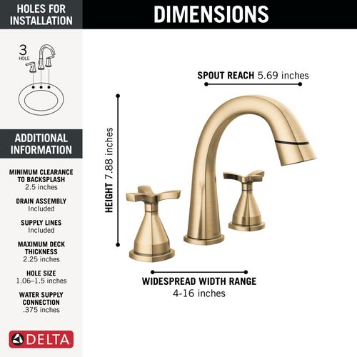 Main product image of Stryke Two Handle Widespread Pull Down Bathroom Faucet, 1.2 GPM (Lumicoat Champagne Bronze), 357756-CZPD-PR-DST