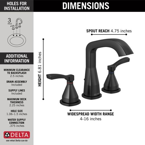 Main product image of 35776-BLMPU-DST Stryke Widespread Bathroom Faucet (Matte Black)