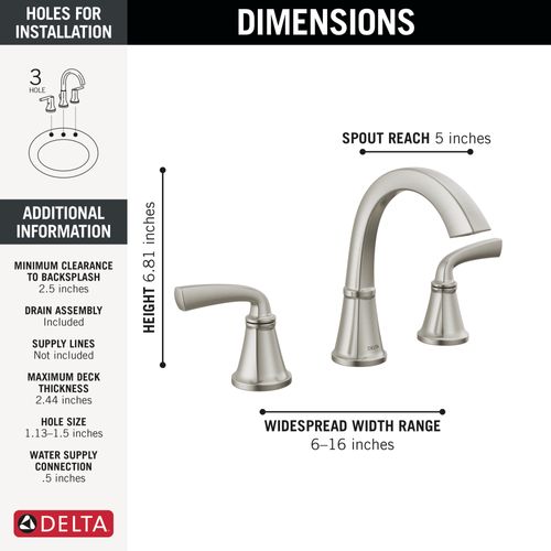 35864LF-SP - Delta 35864LF-SP - Geist 2 Handle Widespread Bathroom ...