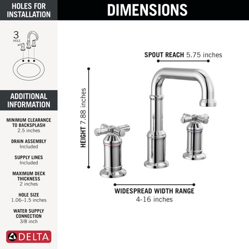 Main product image of Broderick Two Handle Widespread Bathroom Faucet, 1.2 GPM (Lumicoat Chrome), 3587-PR-DST