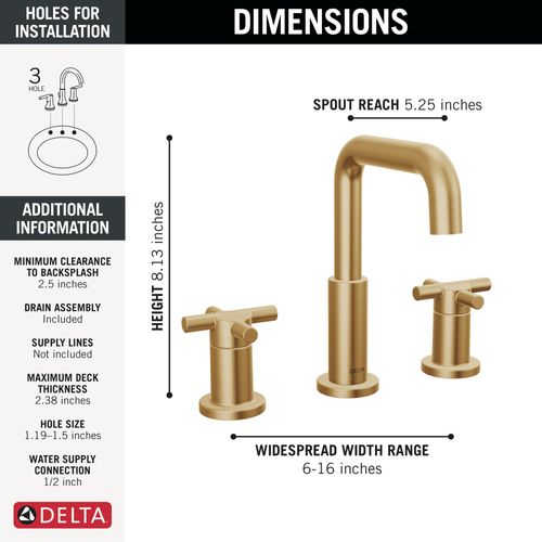 Main product image of Nicoli Two Handle Widespread Bathroom Faucet, 35894LF-CZ (Champagne Bronze)