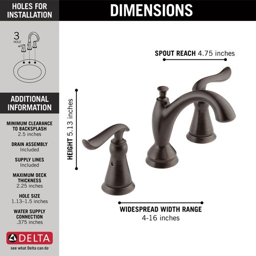 Main product image of Linden 2 Handle Widespread Bathroom Faucet (Venetian Bronze), 3594-RBMPU-DST