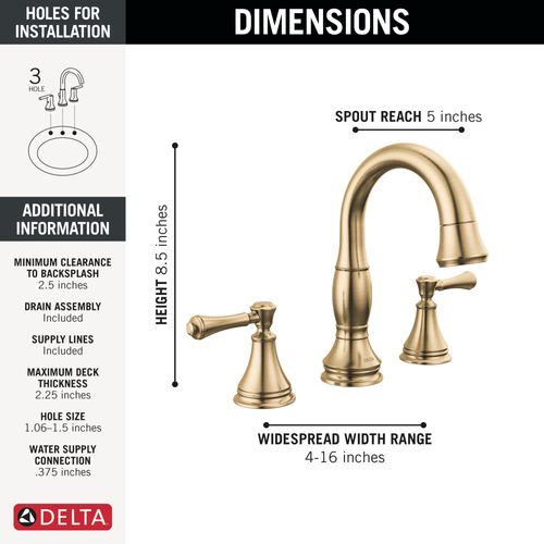 Main product image of Cassidy Two Handle Widespread Pull Down Bathroom Faucet, 1.2 GPM (Champagne Bronze), 3597-CZPD-DST