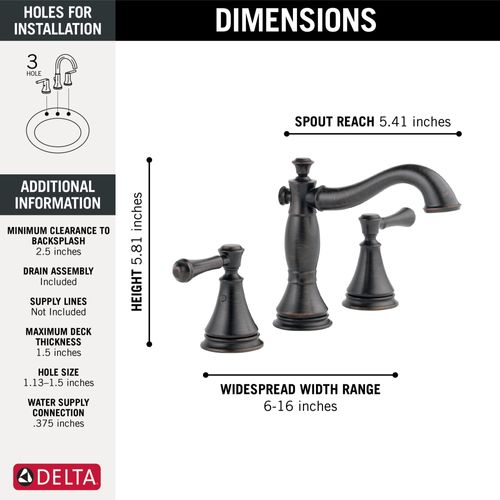 Main product image of Cassidy 2 Handle Widespread Bathroom Faucet (Venetian Bronze), 3597LF-RBMPU