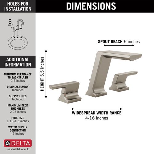 Main product image of Pivotal Two Handle Widespread Bathroom Faucet, 1.20 GPM (Lumicoat Stainless), 3599LF-SS-PR-MPU