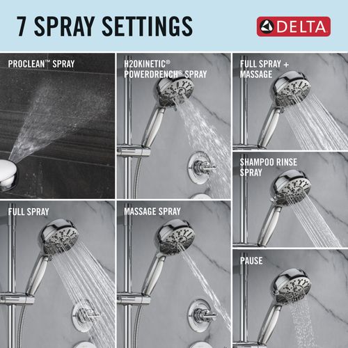 Main product image of 7-Setting Slide Bar Hand Shower with Cleaning Spray, 1.75 GPM (Lumicoat Chrome), 51584-PR