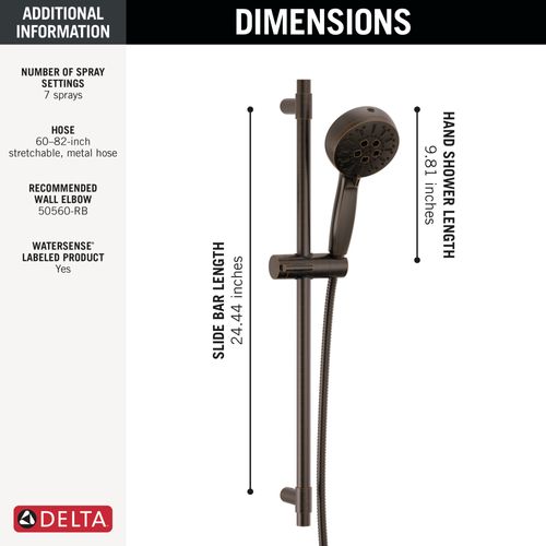 Main product image of 7-Setting Slide Bar Hand Shower with Cleaning Spray, 1.75 GPM (Venetian Bronze), 51584-RB