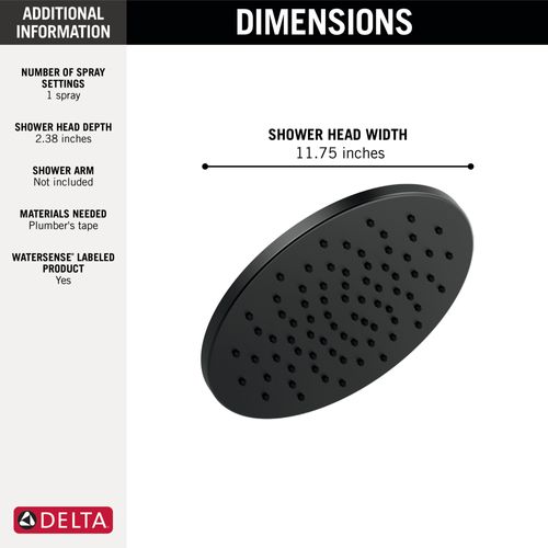 Main product image of 52158-BL Single-Setting Metal Raincan Shower Head (Matte Black)