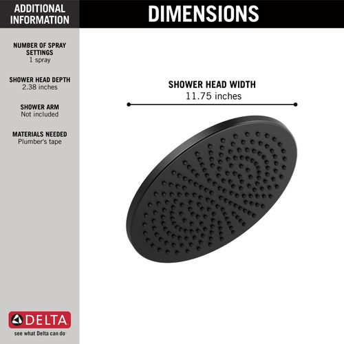 Main product image of 52158-BL25 Single-Setting Metal Raincan Shower Head (Matte Black)
