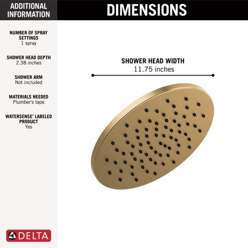 Main product image of Single-Setting Metal Raincan Shower Head, 1.75 GPM (Lumicoat Champagne Bronze), 52158-CZ-PR