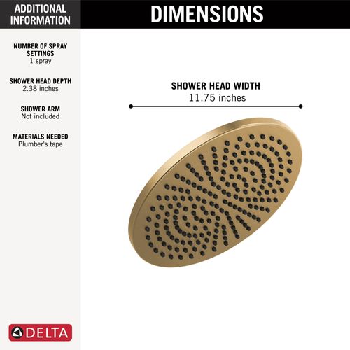Main product image of Single-Setting Metal Raincan Shower Head, 2.5 GPM (Lumicoat Champagne Bronze), 52158-CZ-PR25