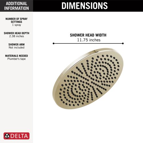Main product image of Single-Setting Metal Raincan Shower Head, 2.5 GPM (Lumicoat Polished Nickel), 52158-PN-PR25