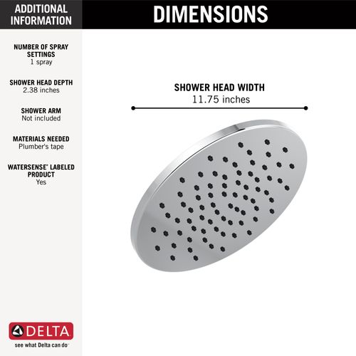 Main product image of Single-Setting Metal Raincan Shower Head, 1.75 GPM (Lumicoat Chrome), 52158-PR