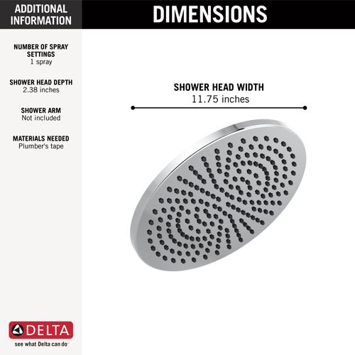 Main product image of Single-Setting Metal Raincan Shower Head, 2.5 GPM (Lumicoat Chrome), 52158-PR25