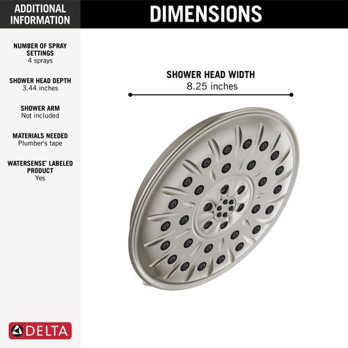 Main product image of H2Okinetic 4-Setting Shower Head with Ultrasoak, 1.75 GPM (Lumicoat Stainless), 52487-SS-PR