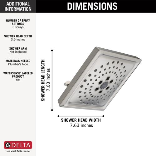 Main product image of H2OKinetic 3-Setting Raincan Shower Head (Lumicoat Stainless), 52684-SS-PR