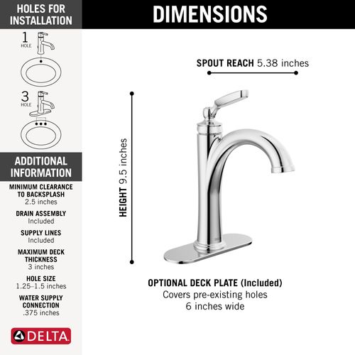 Main product image of Woodhurst Single Handle Bathroom Faucet (Chrome), 532-MPU-DST
