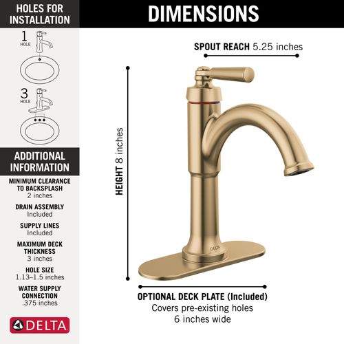 Main product image of 535-CZMPU-DST Saylor Single Handle Bathroom Faucet (Champagne Bronze)