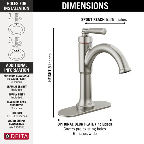 Main product image of Saylor 1-Handle Bathroom Faucet (Stainless), 535-SSMPU-DST