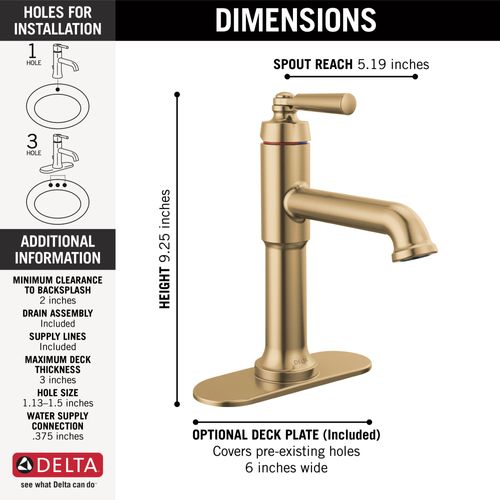 Main product image of 536-CZMPU-DST Saylor Single Handle Bathroom Faucet (Champagne Bronze)