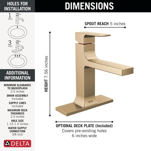 Main product image of Velum Single Handle Bathroom Faucet, 537-CZMPU-DST (Champagne Bronze)