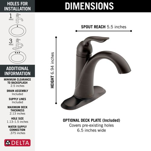 Main product image of Lahara Single Handle Bathroom Faucet (Venetian Bronze), 538-RBMPU-DST