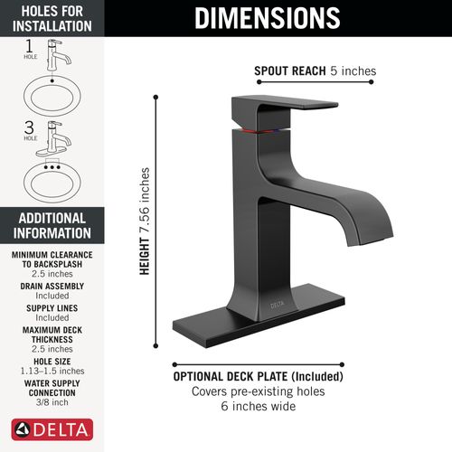 Main product image of Curved Velum Single Handle Bathroom Faucet, 539-BLMPU-DST (Matte Black)