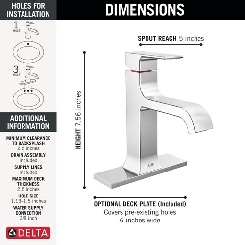 Main product image of Curved Velum Single Handle Bathroom Faucet, 539-MPU-DST (Chrome)