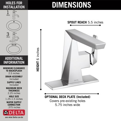 Main product image of Trillian Single Handle Bathroom Faucet (Lumicoat Chrome), 543-PR-MPU-DST