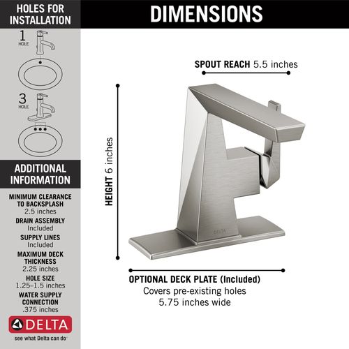 Main product image of Trillian 1-Handle Bathroom Faucet (Lumicoat Stainless), 543-SS-PR-MPU-DST