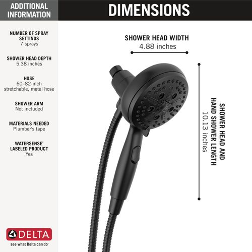Main product image of 7-Setting SureDock Magnetic Hand Shower, 1.75 GPM (Matte Black), 54810-BL-PK